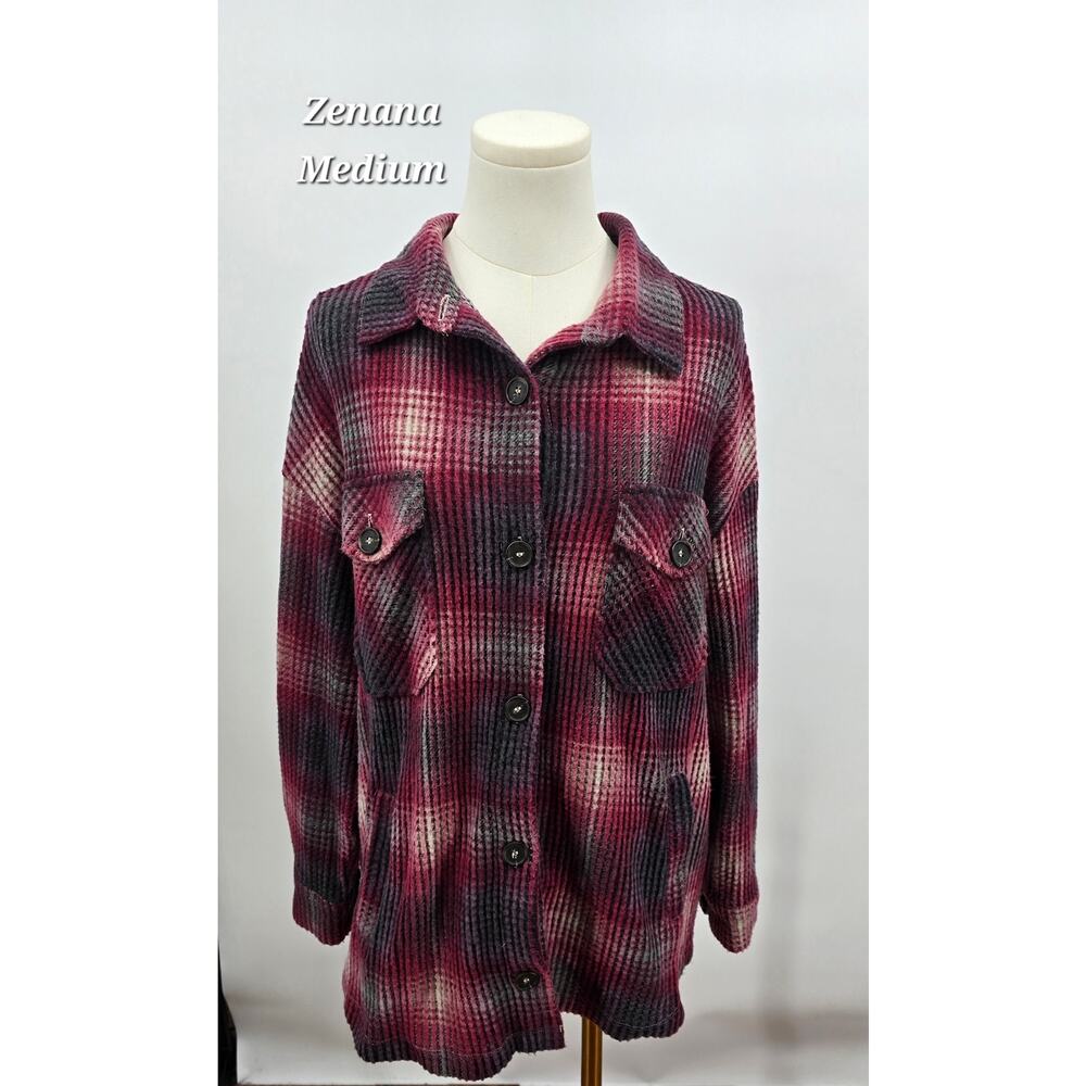 Zenana Summer Waffle Knit Oversized Shacket Soft Grunge Indie